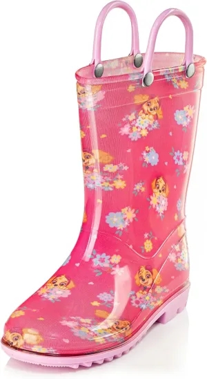 Nickelodeon Paw Patrol Girls' Waterproof PVC Rain Boots with Easy-On Handles  Toddler & Little Kid Sizes