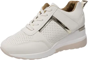 Non Slip Gym Workout Shoes Ladies Summer Fashion Leather Lace Up Round Head Comfortable Fashion Sneakers