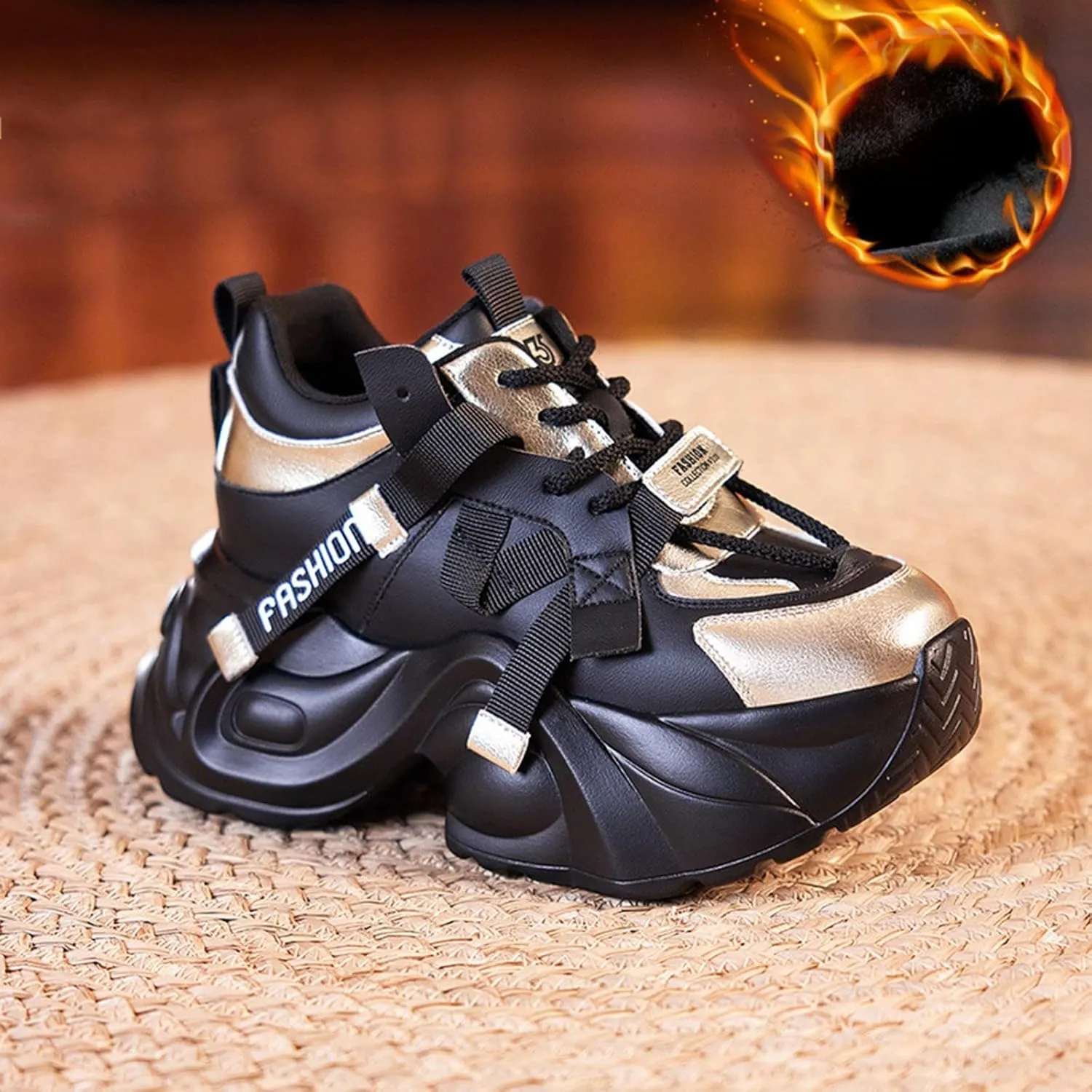 Non Slip Shoes Women Thick Paltform Lace Up Walking Sneakers Comfortable Outdoor Walking Running Workout Shoes