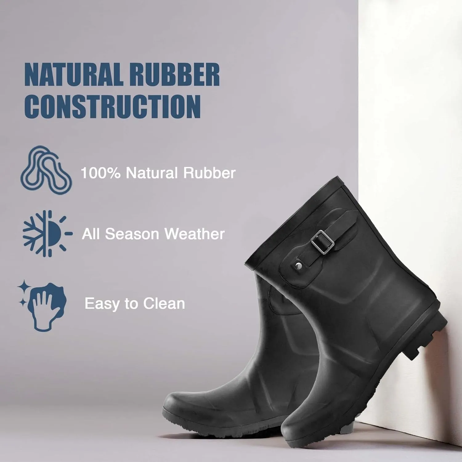 NORTY Rubber Boots for Women - Waterproof Above-Ankle Rain Shoes for Work and Recreation - All-Weather Outdoor Footwear - Runs 1/2 Size Large