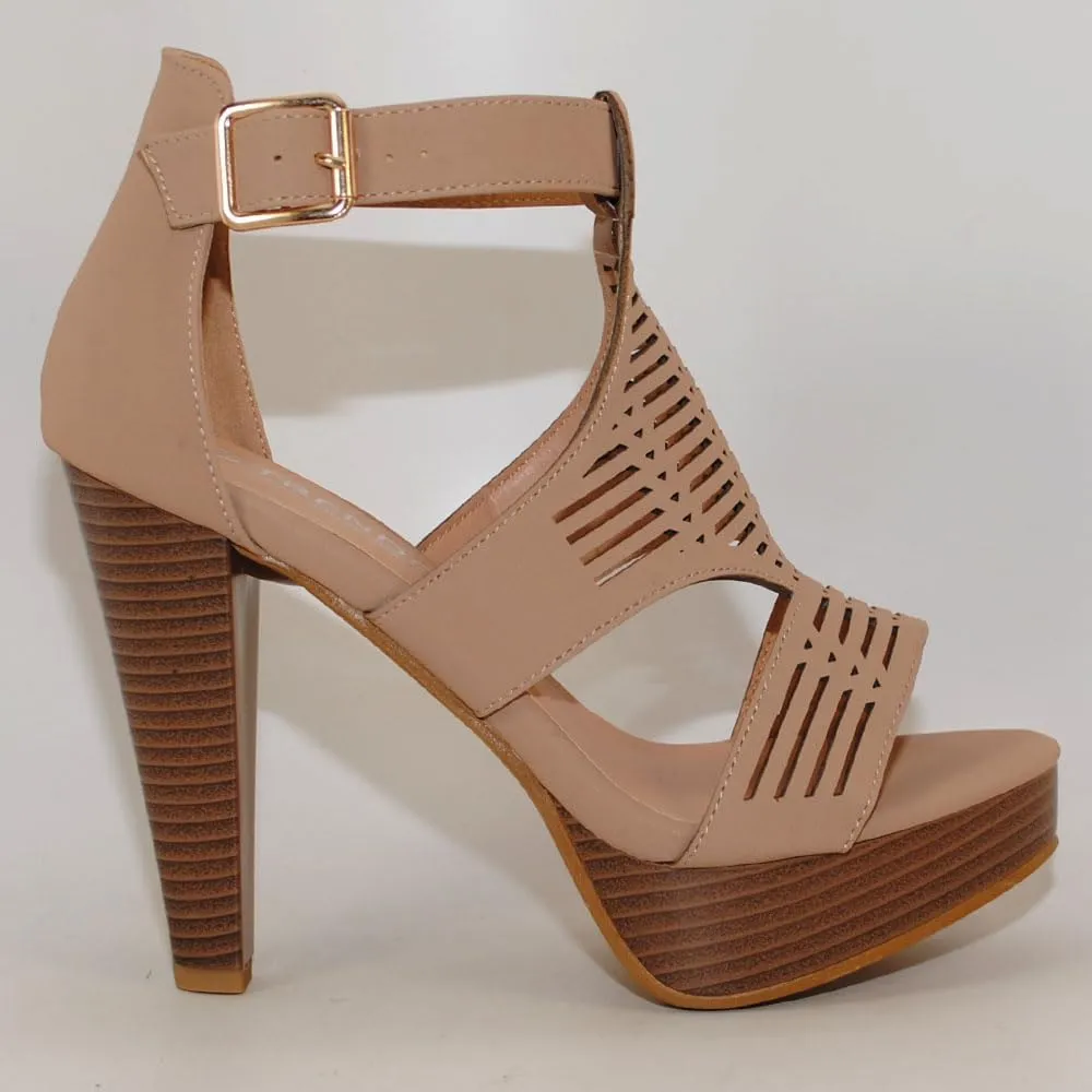 Open Toe Ankle Strap Sandal  Western Bootie Stacked Heel Open Toe Cutout Shoes