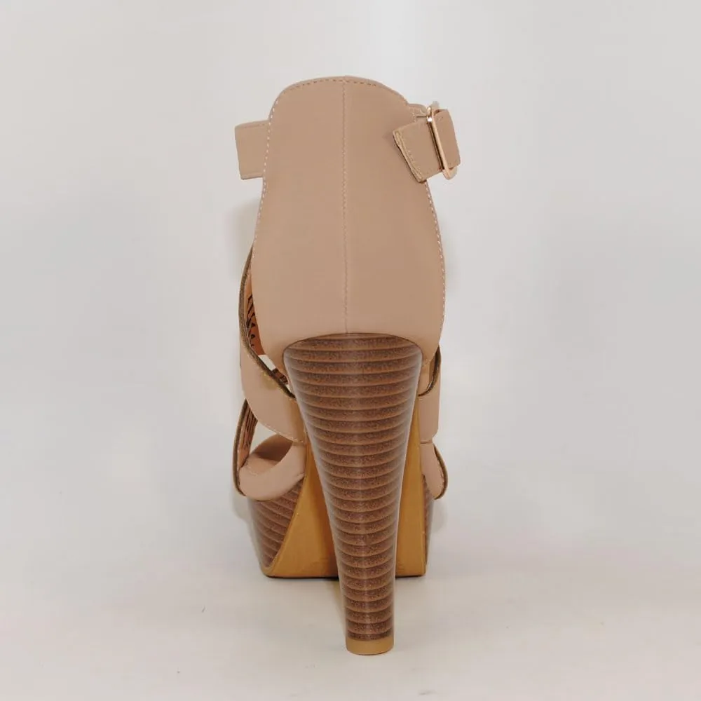 Open Toe Ankle Strap Sandal  Western Bootie Stacked Heel Open Toe Cutout Shoes