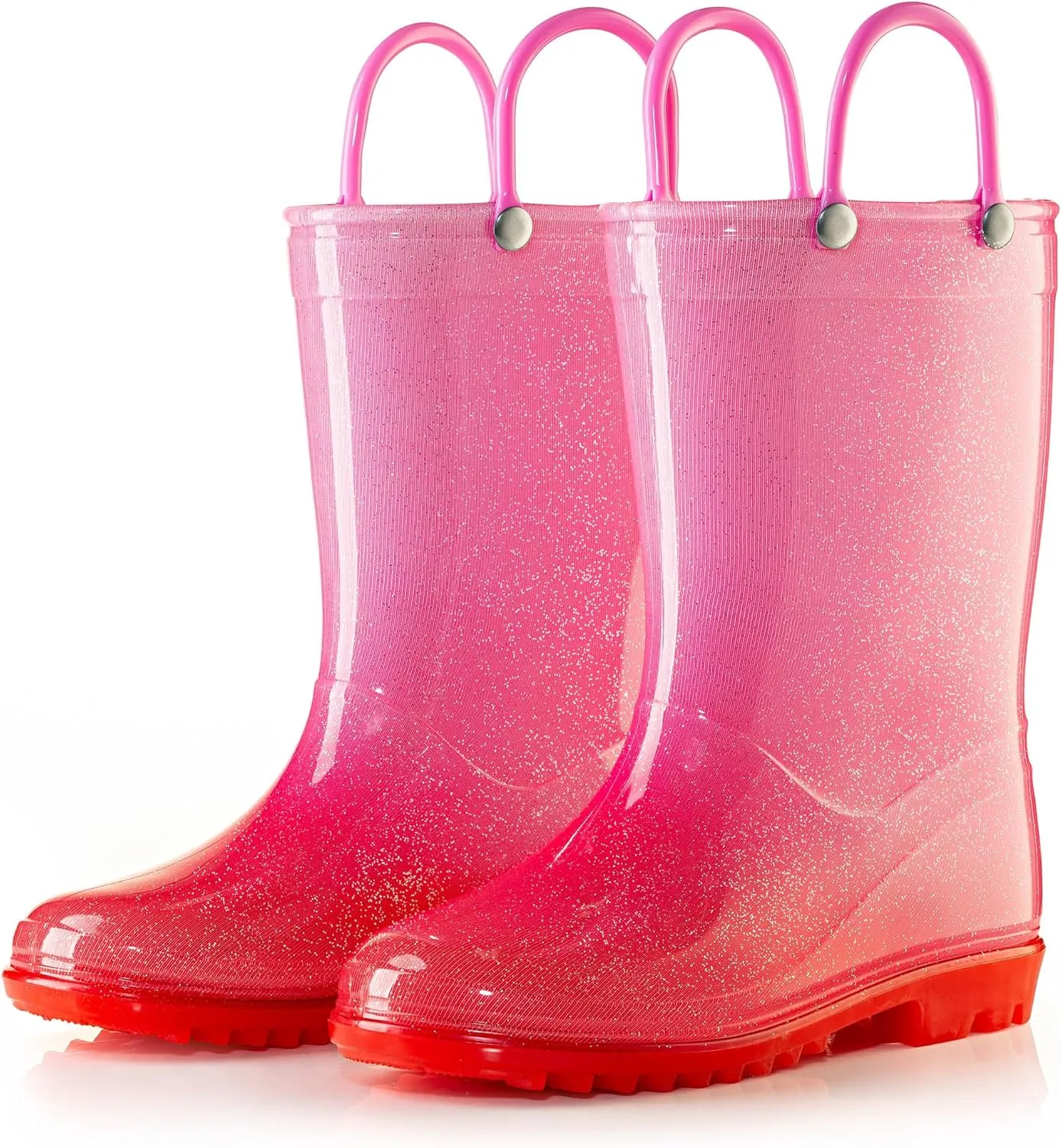 Puddle Play Kids' PVC Glitter Rain Boots with Easy-On Handles  Sparkly, Lightweight, for Girls & Boys  Toddler & Little Kid Sizes