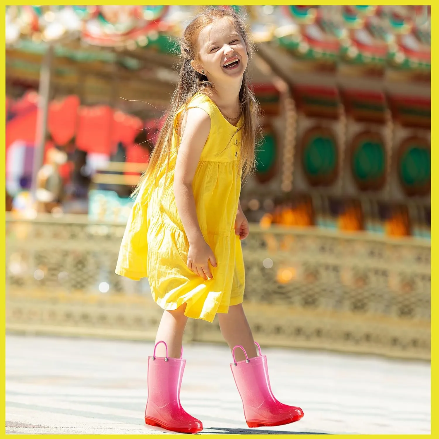Puddle Play Kids' PVC Glitter Rain Boots with Easy-On Handles  Sparkly, Lightweight, for Girls & Boys  Toddler & Little Kid Sizes
