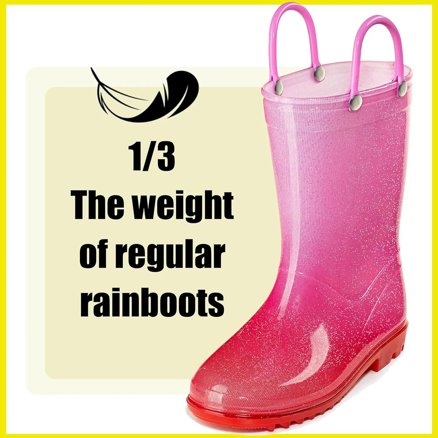 Puddle Play Kids' PVC Glitter Rain Boots with Easy-On Handles  Sparkly, Lightweight, for Girls & Boys  Toddler & Little Kid Sizes