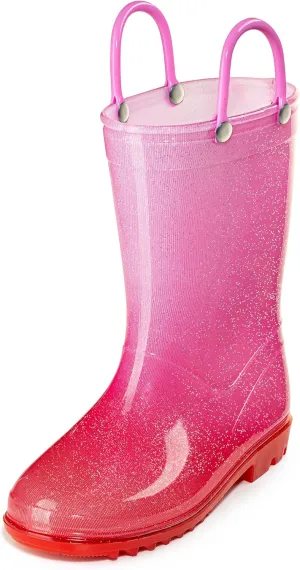 Puddle Play Kids' PVC Glitter Rain Boots with Easy-On Handles  Sparkly, Lightweight, for Girls & Boys  Toddler & Little Kid Sizes