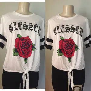 "Blessed" Rose top