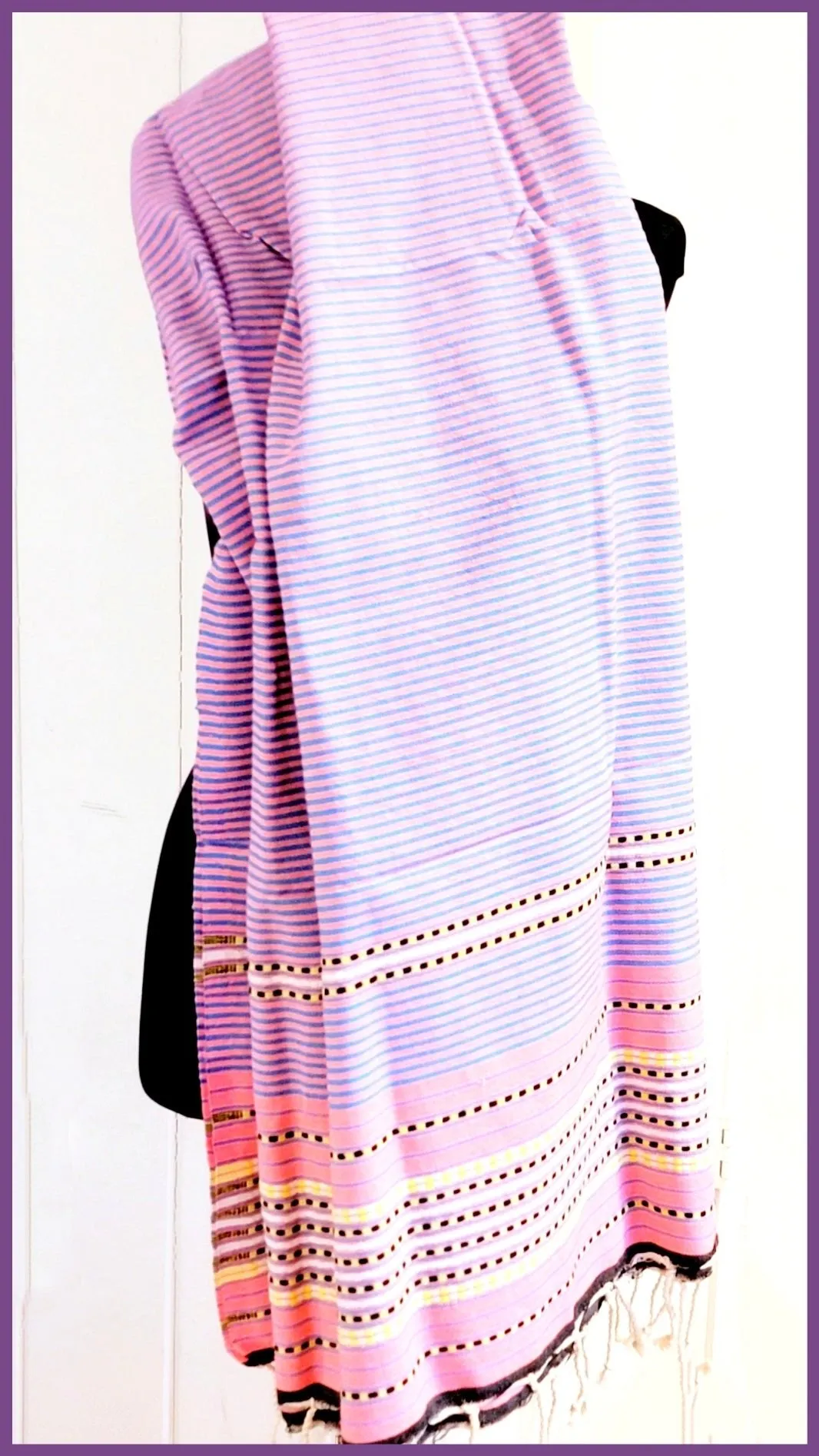 Turkish Towel / Sarong / Beach Towel - Lavender Pink Stripe