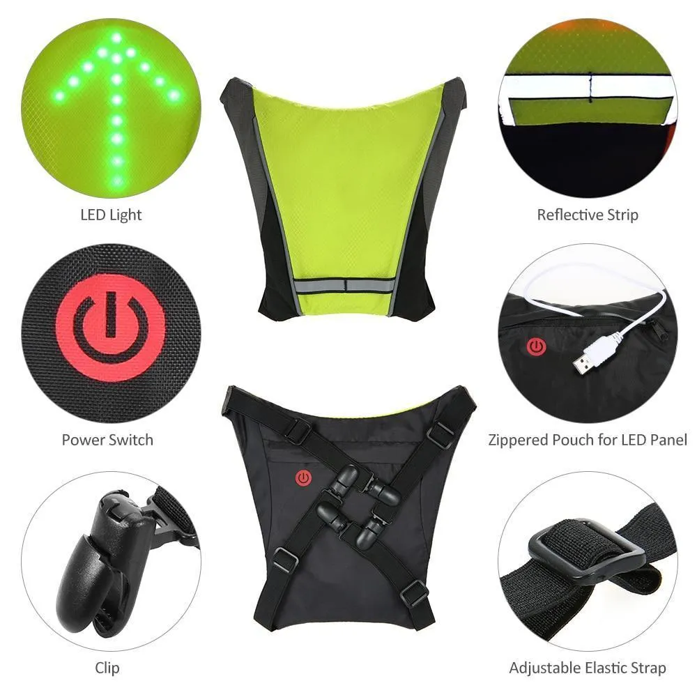 Turn Signal Cycling Reflective Safety LED Vest Cyclist Outdoor Waterproof