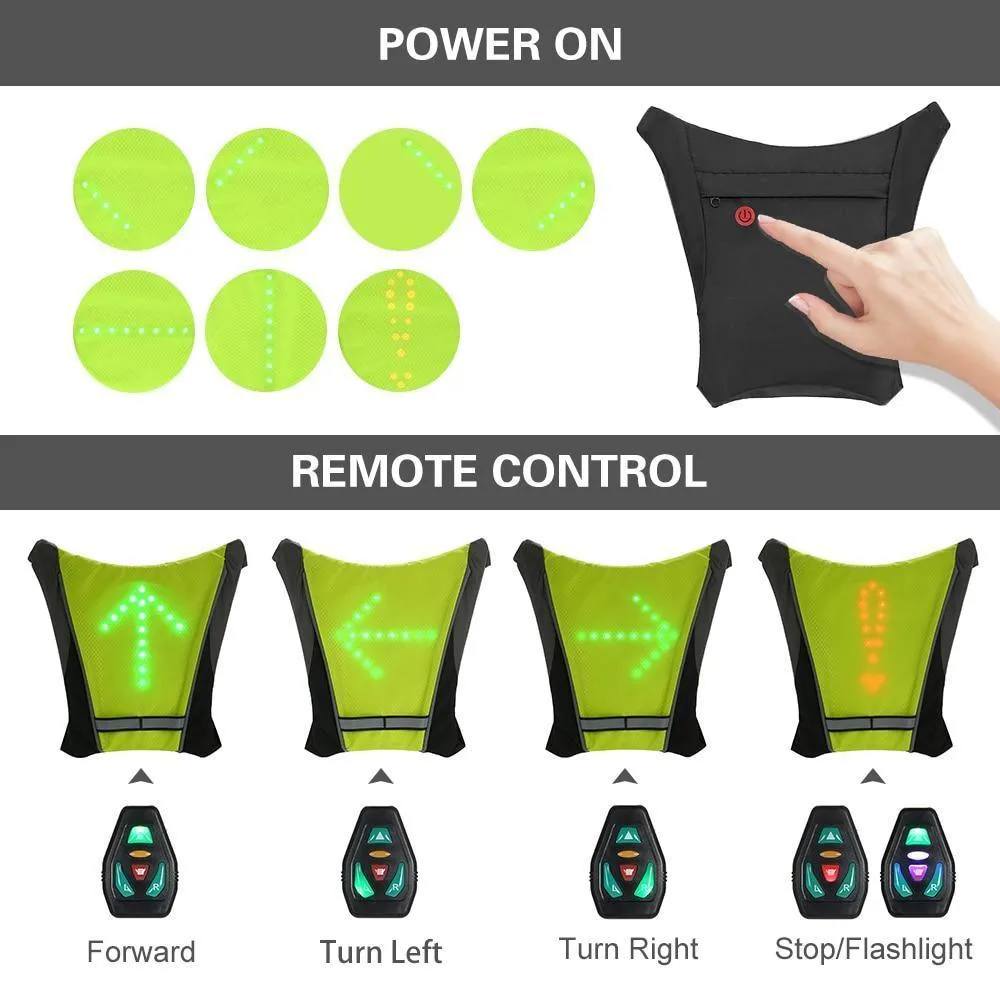 Turn Signal Cycling Reflective Safety LED Vest Cyclist Outdoor Waterproof
