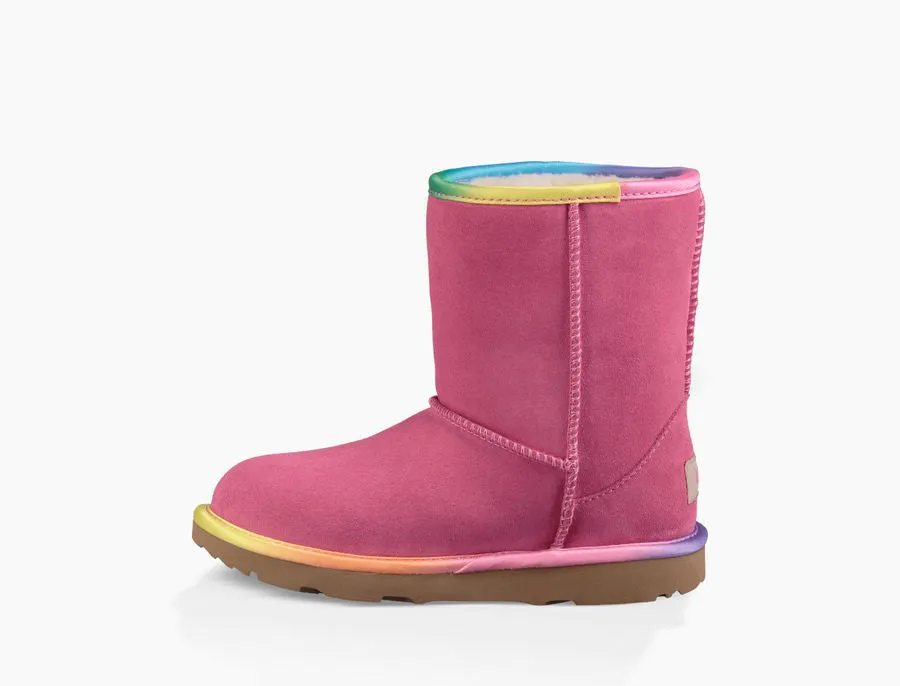 UGG Girls' Classic Short II Rainbow Pull-Up Boots Little Kid | Pink Azalea