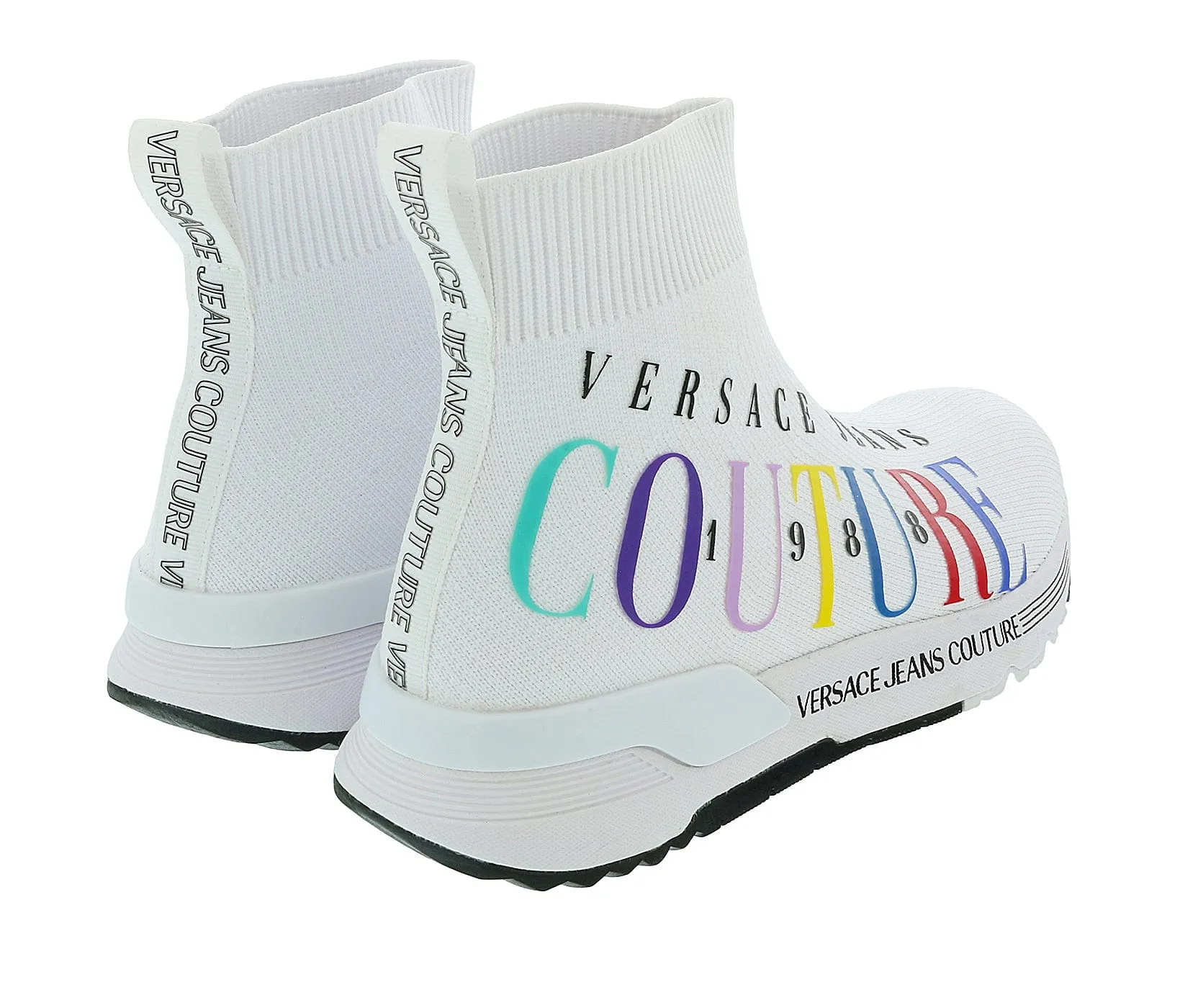 Versace Jeans Couture White Athletic Fashion Sock Sneakers -