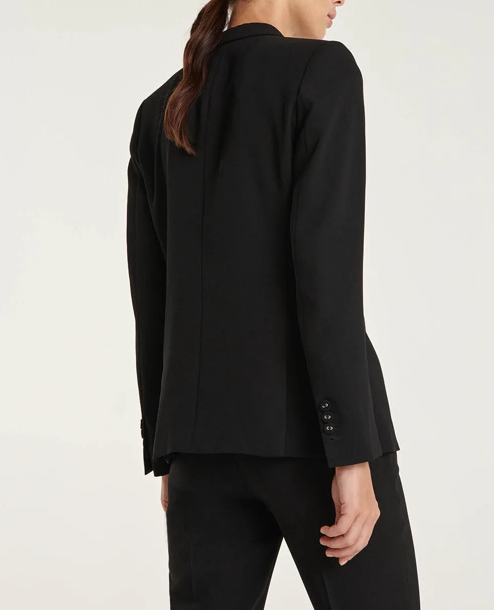 Veste costume noire en crêpe