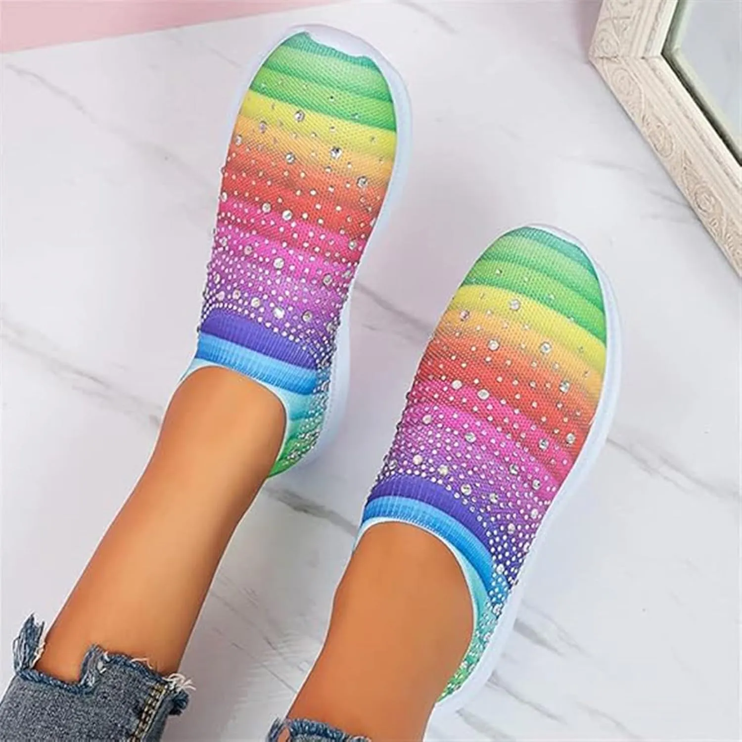 Women's Shoes Sneakers Comfortable Lightweiht Slip On Athletic Shoes Casual Fashion Non Slip Walking Workout Shoes