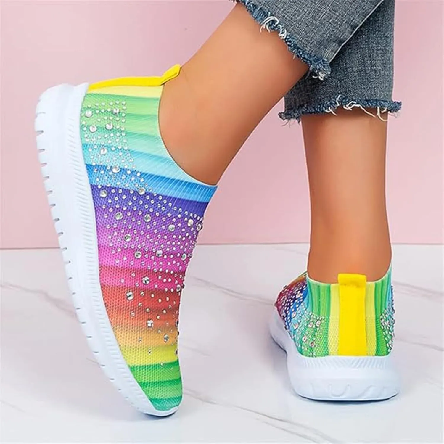 Women's Shoes Sneakers Comfortable Lightweiht Slip On Athletic Shoes Casual Fashion Non Slip Walking Workout Shoes