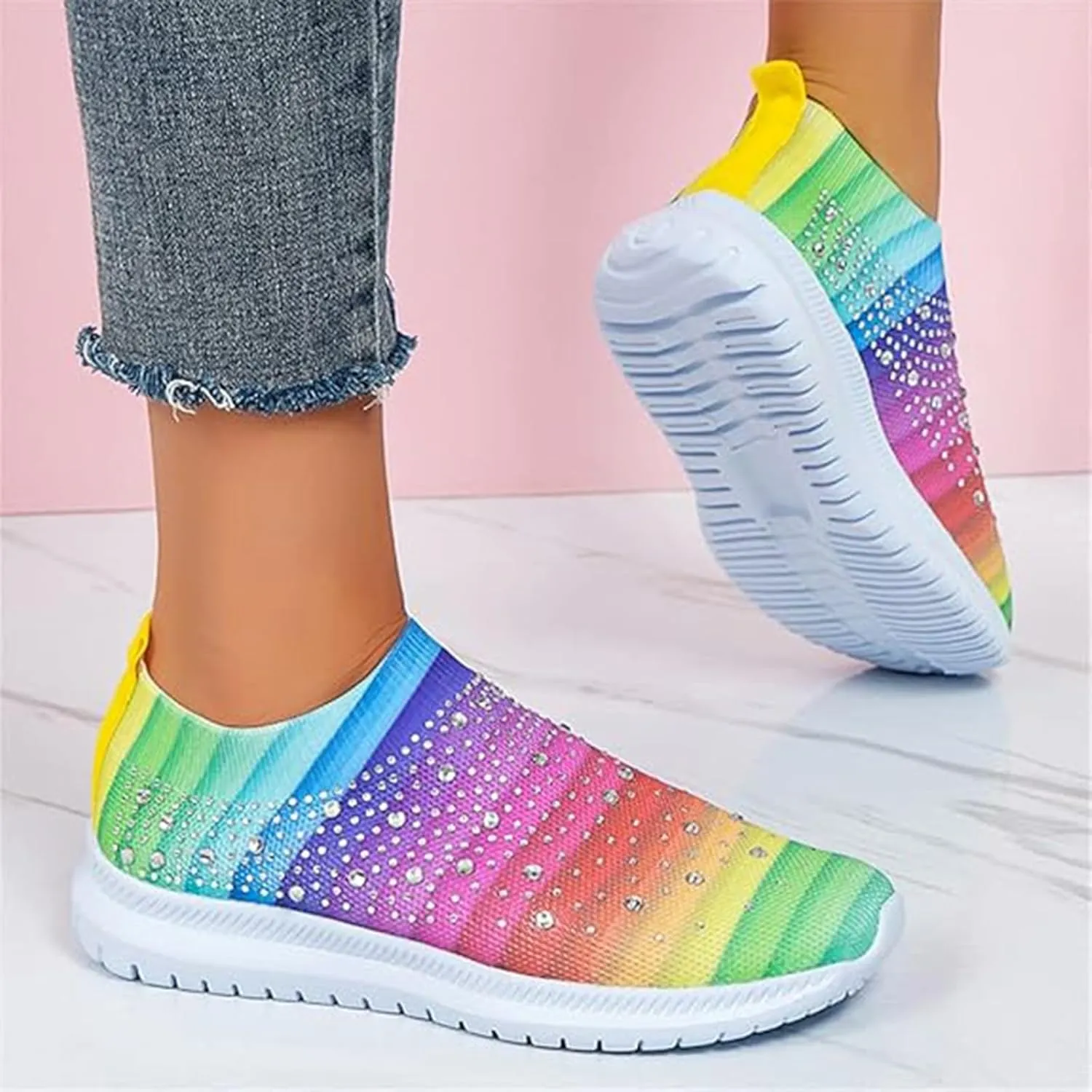 Women's Shoes Sneakers Comfortable Lightweiht Slip On Athletic Shoes Casual Fashion Non Slip Walking Workout Shoes