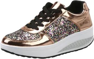 Women's Shoes Sneakers Platform Heghtening Sequin Wedge Athletic Shoes Casual Comfortable Fashion Walking Sport Shoes