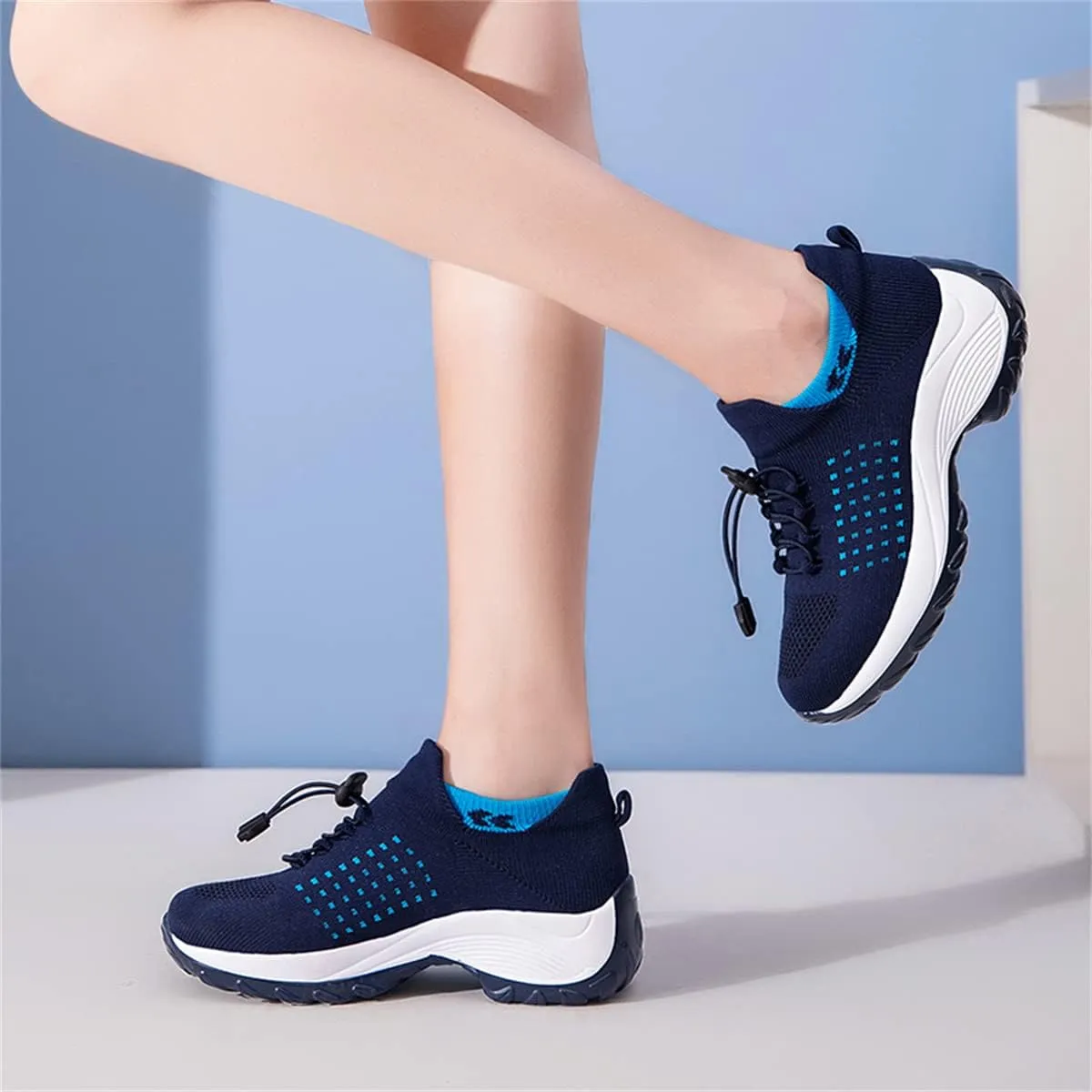Women's Walking Shoes Sock Sneakers Casual Fashion Mesh Slip On Lady Girls Modern Jazz Dance Easy Shoes Platform Loafers