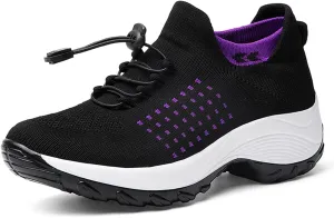 Women's Walking Shoes Sock Sneakers Casual Fashion Mesh Slip On Lady Girls Modern Jazz Dance Easy Shoes Platform Loafers