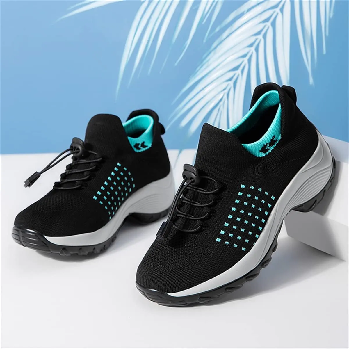 Women's Walking Shoes Sock Sneakers Casual Fashion Mesh Slip On Lady Girls Modern Jazz Dance Easy Shoes Platform Loafers