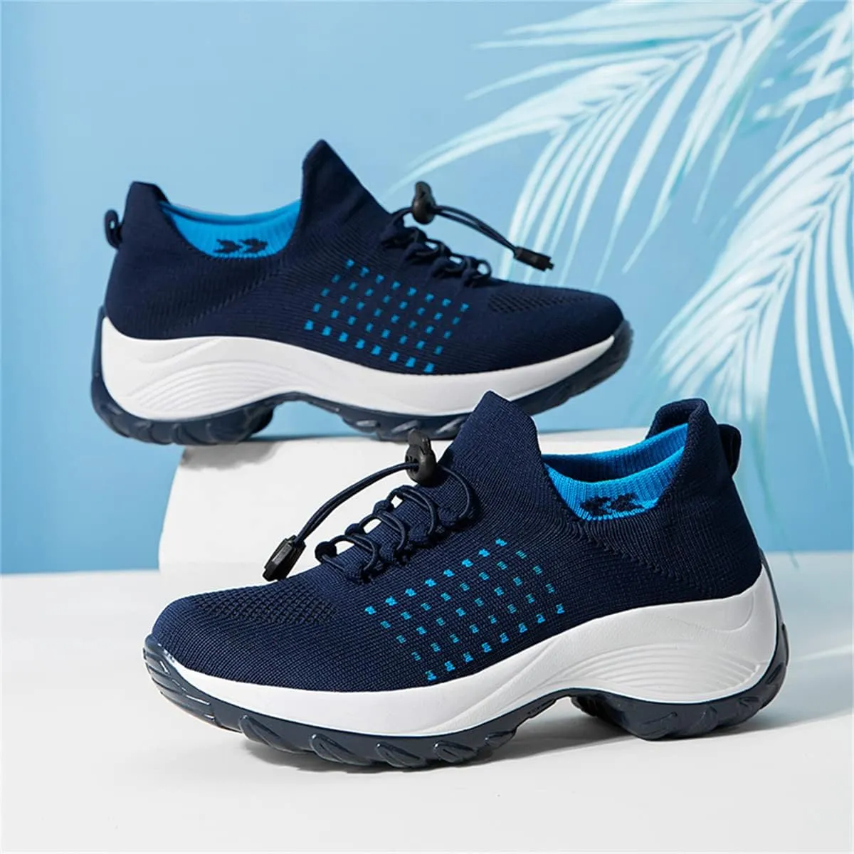 Women's Walking Shoes Sock Sneakers Casual Fashion Mesh Slip On Lady Girls Modern Jazz Dance Easy Shoes Platform Loafers