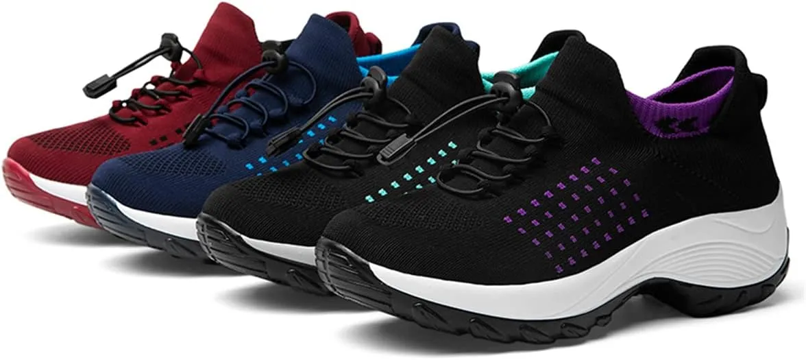 Women's Walking Shoes Sock Sneakers Casual Fashion Mesh Slip On Lady Girls Modern Jazz Dance Easy Shoes Platform Loafers