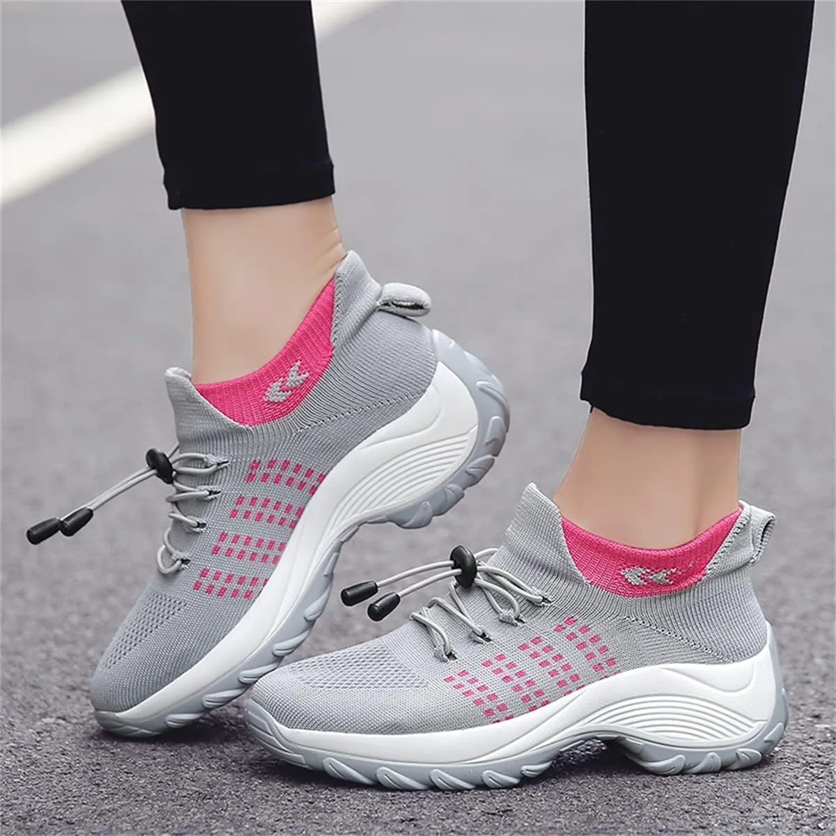 Women's Walking Shoes Sock Sneakers Casual Fashion Mesh Slip On Lady Girls Modern Jazz Dance Easy Shoes Platform Loafers