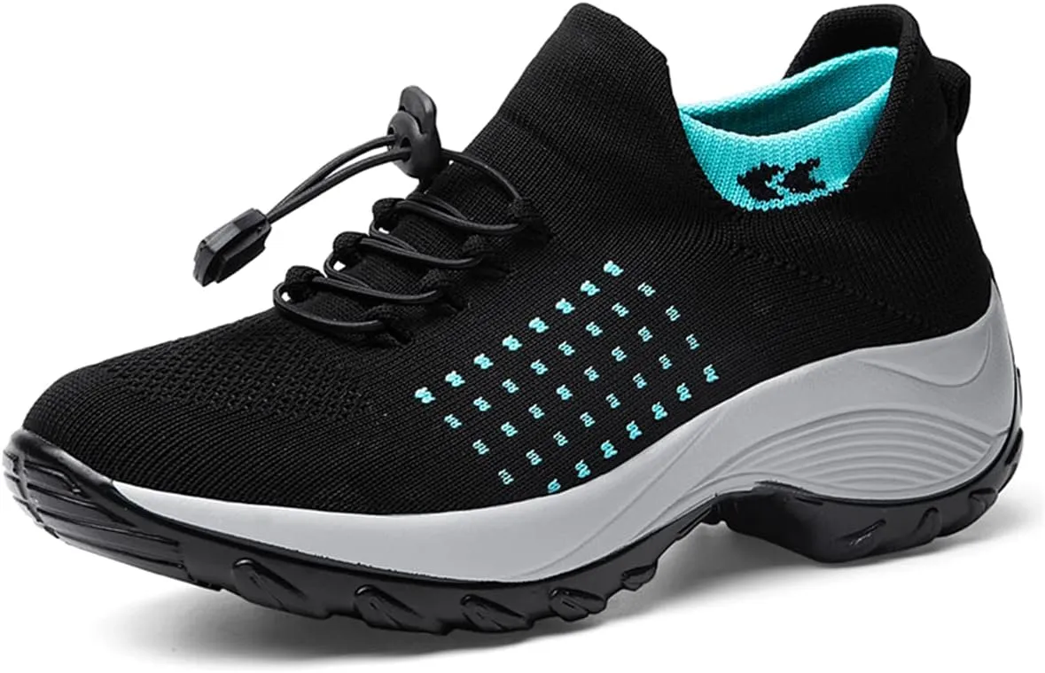 Women's Walking Shoes Sock Sneakers Casual Fashion Mesh Slip On Lady Girls Modern Jazz Dance Easy Shoes Platform Loafers