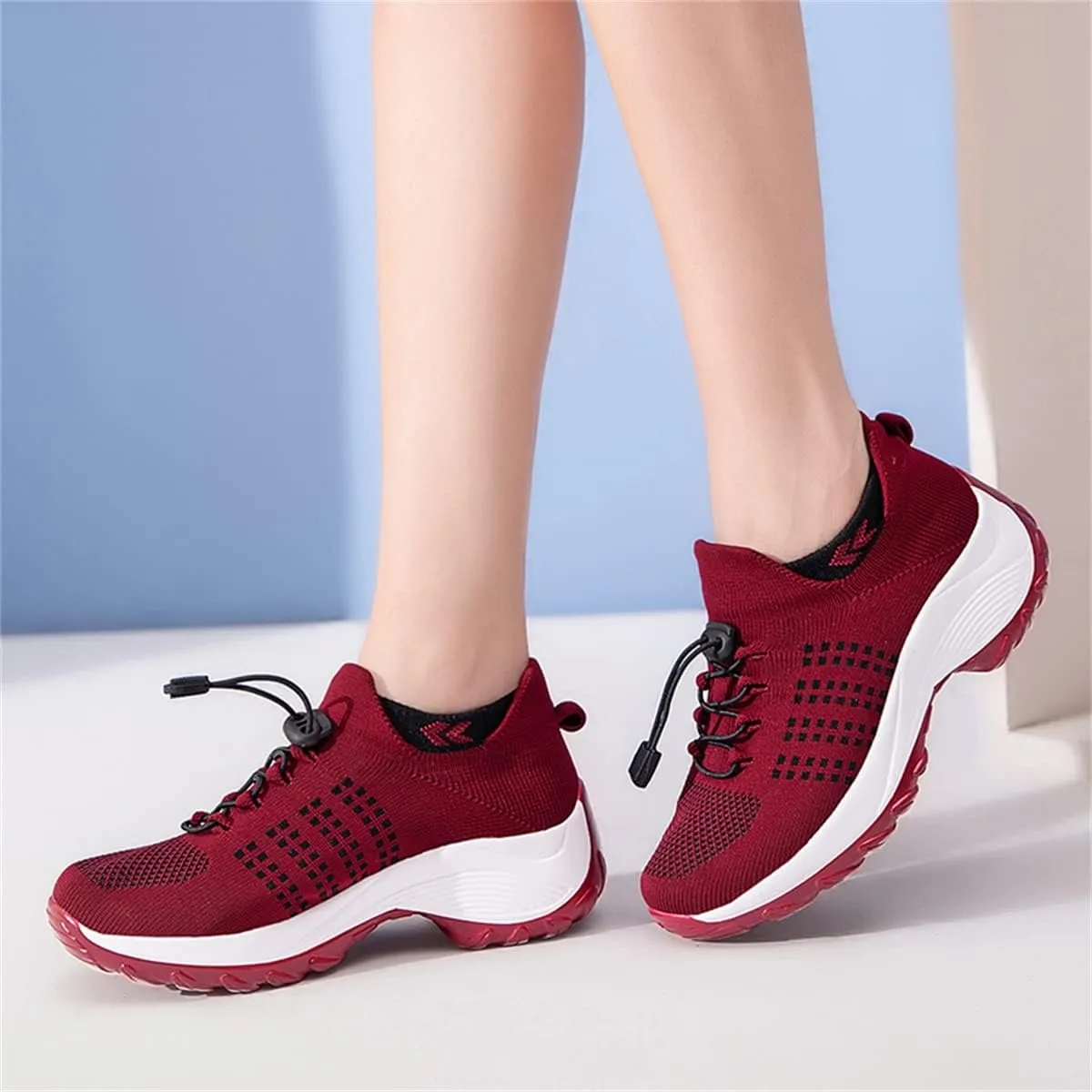 Women's Walking Shoes Sock Sneakers Casual Fashion Mesh Slip On Lady Girls Modern Jazz Dance Easy Shoes Platform Loafers