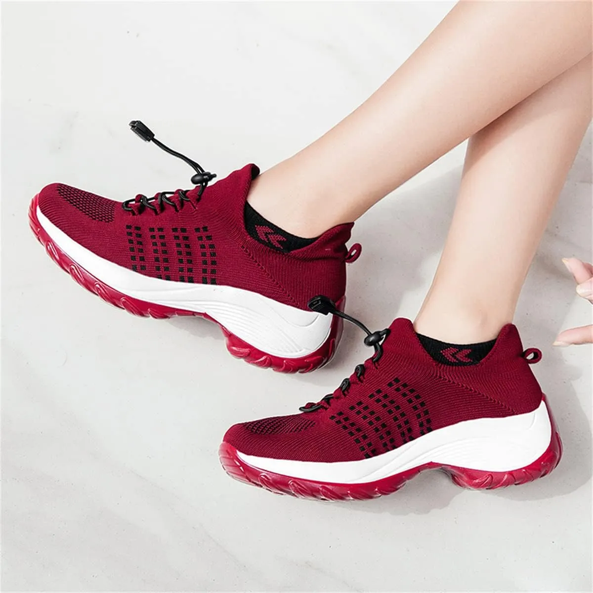 Women's Walking Shoes Sock Sneakers Casual Fashion Mesh Slip On Lady Girls Modern Jazz Dance Easy Shoes Platform Loafers