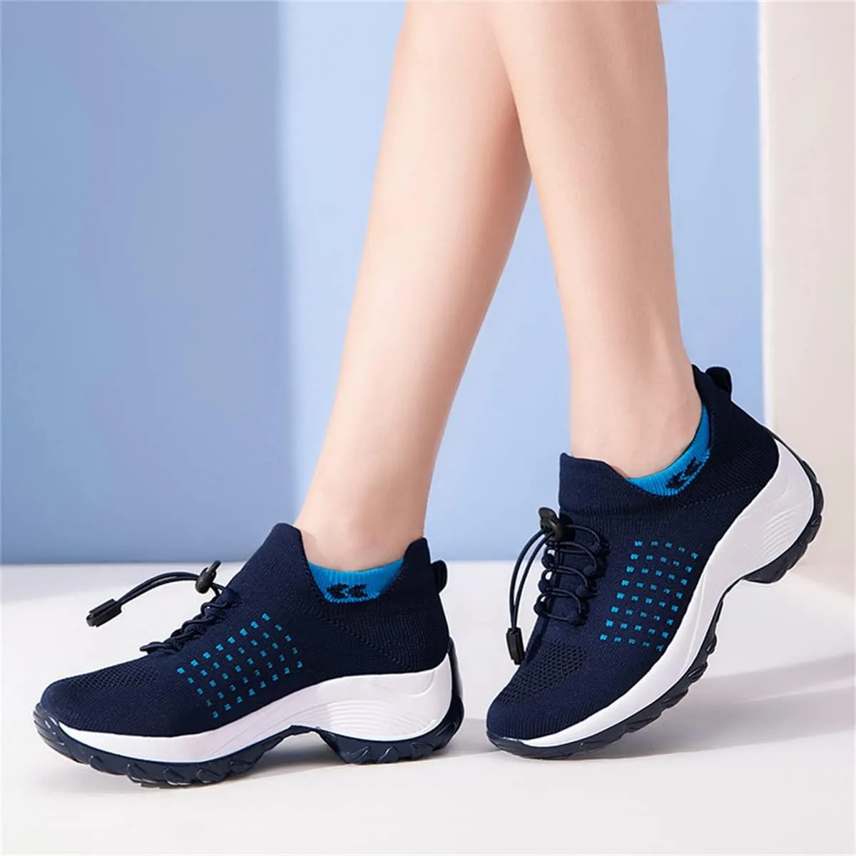 Women's Walking Shoes Sock Sneakers Casual Fashion Mesh Slip On Lady Girls Modern Jazz Dance Easy Shoes Platform Loafers