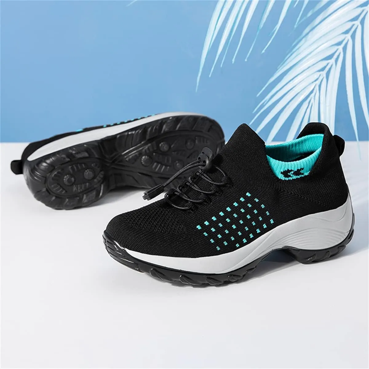 Women's Walking Shoes Sock Sneakers Casual Fashion Mesh Slip On Lady Girls Modern Jazz Dance Easy Shoes Platform Loafers