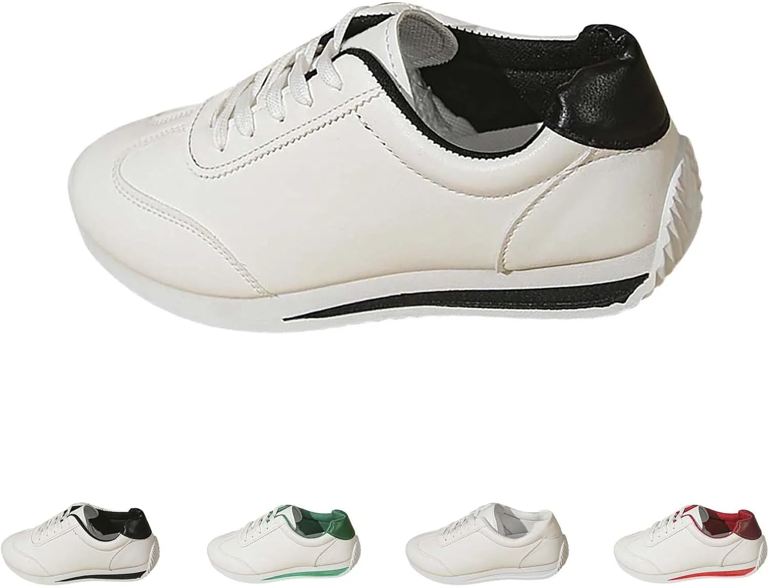Womens Workout Shoes Fashion Lace Up Faux Leather Non Slip Sneakers Comfortable Casual Walking Running Athletic Shoes