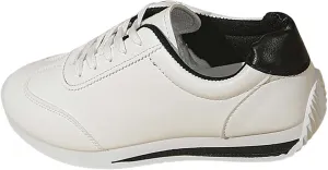 Womens Workout Shoes Fashion Lace Up Faux Leather Non Slip Sneakers Comfortable Casual Walking Running Athletic Shoes