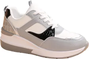 Womens Workout Shoes Fashion Wedge Platform Thick Sole Lace Up Sneakers Casual Comfortable Waterproof Walking Shoes