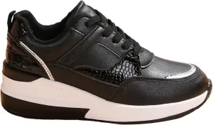 Womens Workout Shoes Fashion Wedge Platform Thick Sole Lace Up Sneakers Casual Comfortable Waterproof Walking Shoes