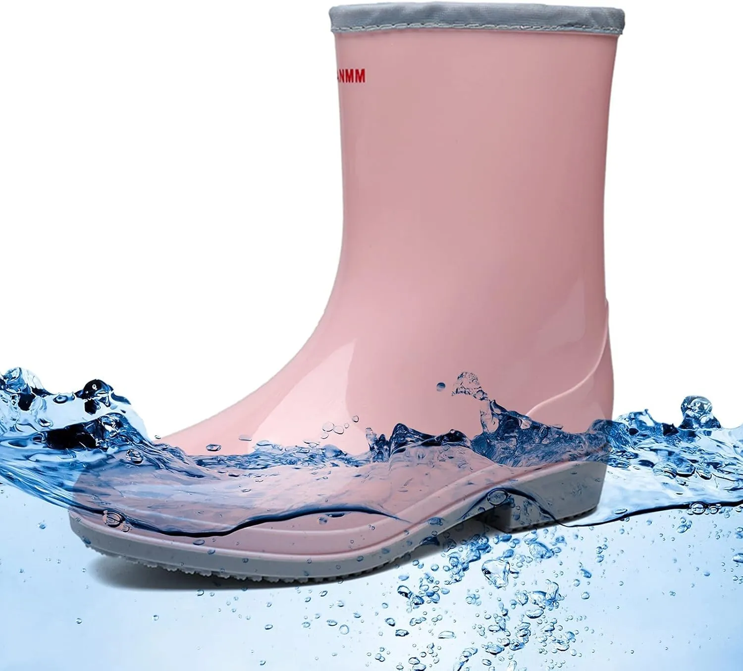 ZHOUYF Women Waterproof Rubber Rain Shoes PVC Non-Slip Garden Shoes Work Ankle Boots Mid Calf Rain Boots Outdoor Car Wash Footwear