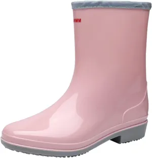 ZHOUYF Women Waterproof Rubber Rain Shoes PVC Non-Slip Garden Shoes Work Ankle Boots Mid Calf Rain Boots Outdoor Car Wash Footwear