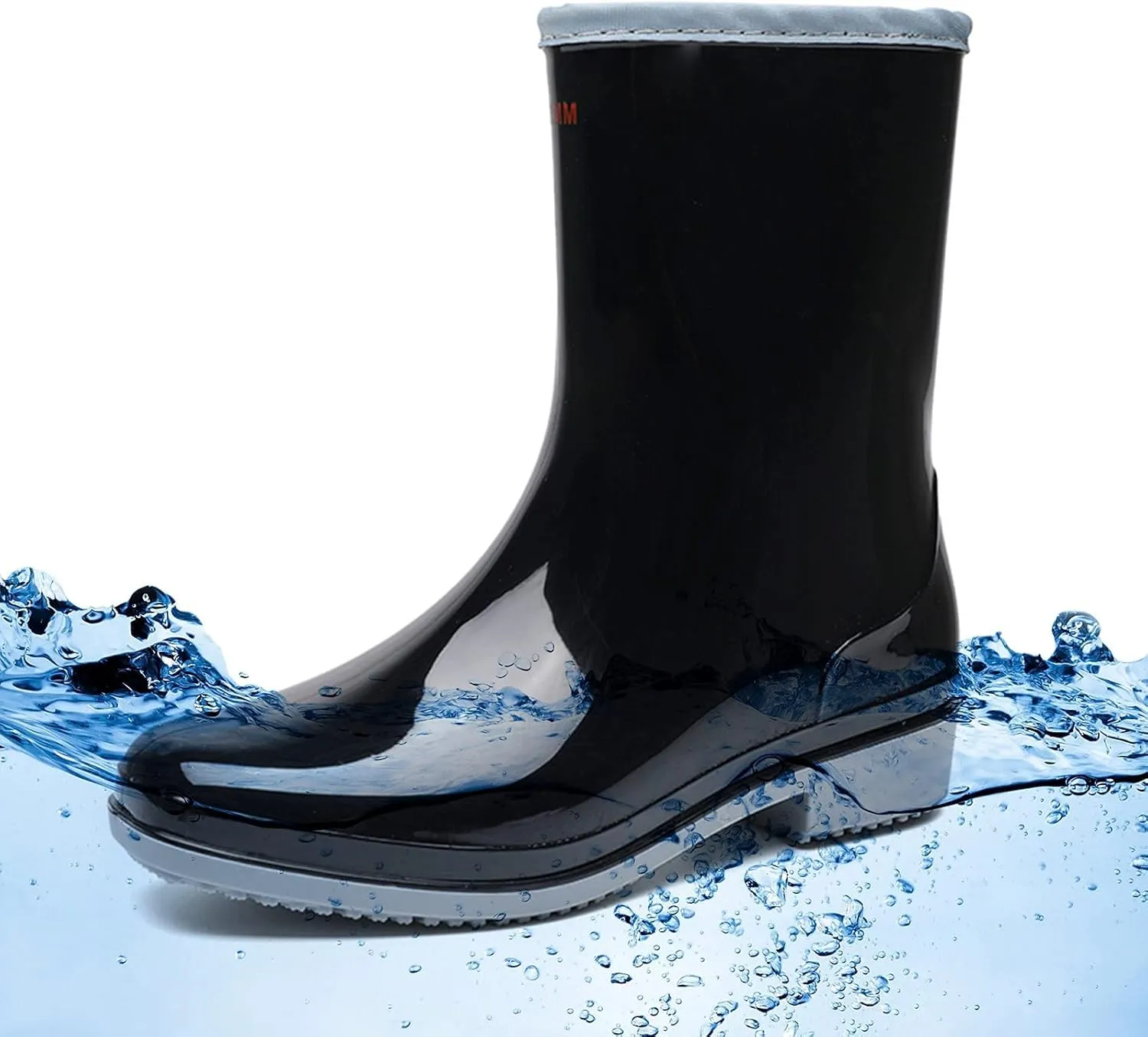 ZHOUYF Women Waterproof Rubber Rain Shoes PVC Non-Slip Garden Shoes Work Ankle Boots Mid Calf Rain Boots Outdoor Car Wash Footwear